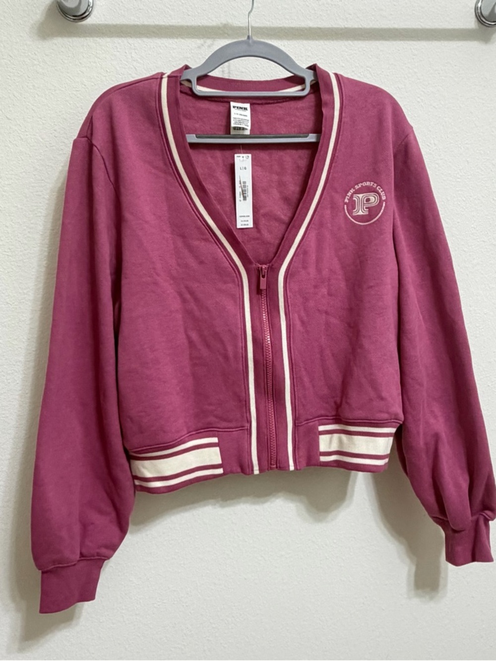 PINK Victoria's Secret Crop Sports Club Varsity Jacket - Picture 9 of 14